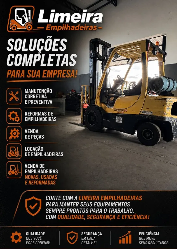 Soluções completas da Limeira Empilhadeiras: manutenção, reforma, peças, locação e venda